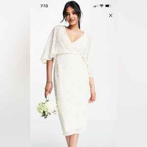 Maya sequined wrap midi pencil dress